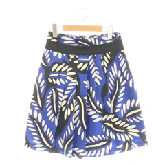 ダイアンフォンファステンバーグ DIANE von FURSTENBERG 切替スカート フレアスカート プリーツ シルク混 2 青 ブルー 黒 ブラック 白 ホワイト /CX ■GY57のサムネイル