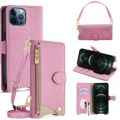 【新品】 手帳型 ケース 革 レザー for iPhone 12 Pro Max ショルダー スマホケース スマートフォンケース 対応 アイフォン