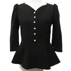 ボーダーズアットバルコニー BORDERS at BALCONY PEPLUM TWILL BLOUSE ペプラム ブラウス 長袖 フリル ボタン 36 黒 ブラック BD221I-3C-02のサムネイル
