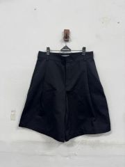 ZARA ハーフスラックスパンツ プリーツ 2タック ワイド バギー 黒 L 
