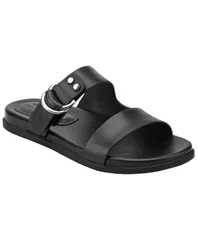 マーク・フィッシャー レディース シューズ サンダル Marc Fisher LTD Womens Gia Double Band Flat SlipOn Sandals Black Leather ブラック