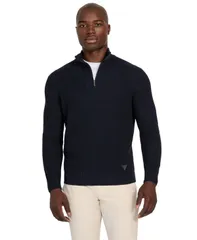 ゲス メンズ アウター ニット・セーター ハーフジップ セーター GUESS Mens Headley Half Zip Mock Sweater Smart blue ブルーのサムネイル