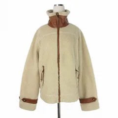 ポロ ラルフローレン POLO RALPH LAUREN レザー切替 フリース ボアジャケット ブルゾン 上着 S ベージュ