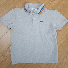 ラコステ キッズ ポロシャツ グレー バイカラー カラ 140