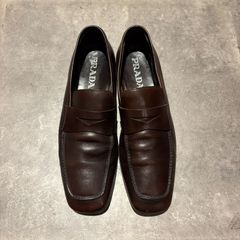 PRADA プラダ ドライビングシューズ サフィアーノレザー グレー 9 1/2 