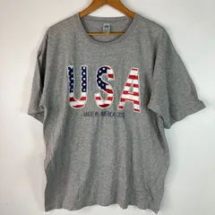 USA製 ビッグシルエット USA国旗デザインTシャツ メンズ XL グレー 41310055