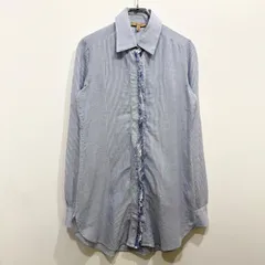 Ermanno Scervino エルマンノ・シェルヴィーノ 長袖シャツ サックスブルー フリンジデザイン ストライプ パッチワーク イタリア製【送料込み】のサムネイル
