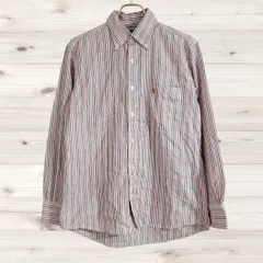 A1653 ザスコッチハウス the scotch house 長袖シャツ(S) 赤 ストライプ 総柄 綿 レギュラーカラーのサムネイル