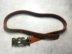 レア RCS ロデオクラウンズ スタッズ ベルト バックル 星 ストーン 茶 RCWB RODEO CROWNS WIDE BOWL ブラウン レザー風 鋲 Y2K ギャル アメカジ メンズ レディース ユニセックス ウエスト 75cm〜86cmのサムネイル