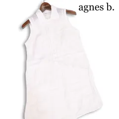 agnes b. アニエスベー 春夏★ ノースリーブ 刺繍 レース チュニック ブラウス Sz.36 レディース 白のサムネイル