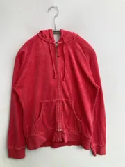 UNIQLO ユニクロ パーカー M レッド コットン 無地 ジップアップ 長袖 レディース