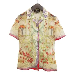 エトロ ETRO 総柄 シアー ブラウス シャツ 半袖 42 ライトベージュ系