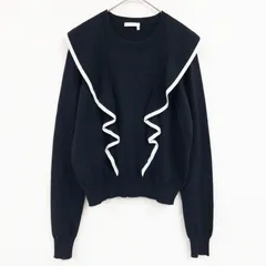 ◎Chloe クロエ ニットトップス ラッフル フリル カシミヤ コットン ブラック レディース M b01443のサムネイル