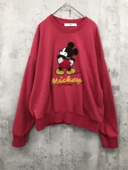 Disney ディズニー ユニセックス 裏毛 トレーナー ミッキー スウェット sizeM/レッド ■■ メンズ