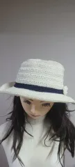 ハンドメイド 麦わら バケットハット 帽子 アイボリー 複数 単品