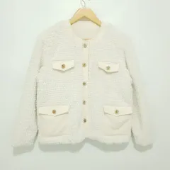 ツイード バイカラー ファー ジャケット