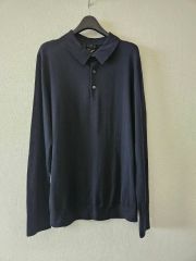 長袖ポロシャツ シルク100％ 暗めのロイヤルブルー 美品です！ - メルカリ