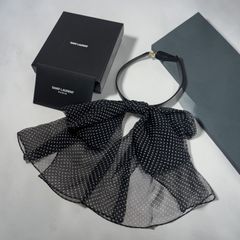Saint Laurent サンローラン チョーカー リボン ドット 黒 箱付 - メルカリ