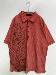 NAUTICA ノーティカ ポロシャツ L レッド ストライプ柄 前面プリント 半袖 メンズ