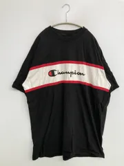 Champion チャンピオン Tシャツ/カットソー 2XL ブラック ブランドロゴ ミドル丈 半袖 半端袖 クルーネック(丸首) メンズ レディース