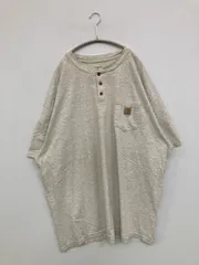 Carhartt カーハート Tシャツ/カットソー 3XL グレー 無地 ワンポイント ブランドロゴ ミドル丈 半袖 ヘンリーネック メンズ