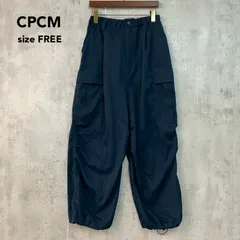 CPCM シーピーシーエム F ネイビー ツイル カーゴ パンツ ボトムス ワイド イージー ミリタリー ワーク ドローコード シャーリング 裾絞り フラップポケット AK235-022 パル PAL ポリエステル ★ ■◇のサムネイル