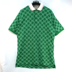 GUCCI グッチ GGロゴ スター エンブロイダリー ストレッチ コットン ポロシャツ グリーン Lサイズ 696071 XJEE9 新品未使用のサムネイル