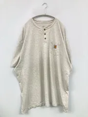 Carhartt カーハート Tシャツ/カットソー 3XL グレー 無地 ワンポイント ブランドロゴ ロング丈 半袖 ヘンリーネック メンズ