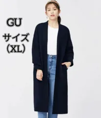 【GU】 ジーユー （XL） ニットロングガウン 長袖 ネイビー レディースのサムネイル