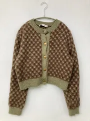 ZARA ザラ カーディガン/ボレロ USA S ブラウン ウール・ニット ナイロン チェック柄 ショート丈 長袖 レディース