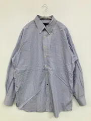 TOMMY HILFIGER トミーヒルフィガー シャツ/ブラウス XL ブルー コットン ストライプ柄 ミドル丈 長袖 ボタンダウン メンズ
