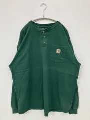 Carhartt カーハート Tシャツ/カットソー XL グリーン 無地 ワンポイント ブランドロゴ ミドル丈 長袖 ヘンリーネック クルーネック(丸首) メンズ