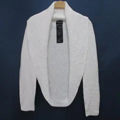 ジョルジオアルマーニ GIORGIO ARMANI PAE05M PA41M 長袖 ニット カーディガン 44 白系 ホワイト 無地 ショールカラー リブ 黒タグ イタリア製のサムネイル