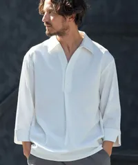 新品未使用  Magine マージン Skipper & pullover design 3-4 Sleeve shirt シャツ メンズ 長袖 ホワイト MGN-241-2-017 46（Lサイズ相当） 管理番号：71-4191のサムネイル