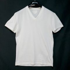 新品未使用 PRADA ホワイト Vネック Tシャツ 白 L 三角タグ - メルカリ