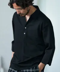 新品未使用  Magine マージン Skipper & pullover design 3-4 Sleeve shirt シャツ メンズ 長袖 ブラック MGN-241-2-017 46（Lサイズ相当） 管理番号：72-4191のサムネイル