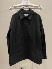 良品 agnes b. 七分袖 くるみボタン コットンシャツ 黒 日本製 0 
