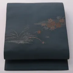 お買い得品！八寸名古屋帯 Cランク 帯丈337cm 正絹 ポイント柄 名古屋仕立て 織り インフォーマル 紅葉 緑系 RP 1245-03324