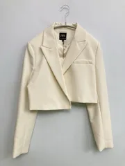 ZARA ザラ テーラードジャケット USA XS アイボリー 無地 ショート丈 フードなし シングル レディース