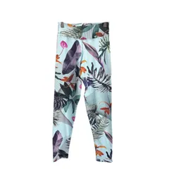 144  Linda Works レギンス ボタニカル柄 総柄 ヨガウェア トロピカル 花柄 ストレッチ フィットネス リンダワークス Yoga Leggings M Botanical