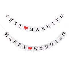 新品 LKCCTK 結婚式用ガーランド 2種セット Happy Wedding/Just Married 前撮りや会場飾りに最適な結婚式小物