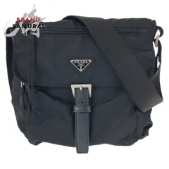 美品 PRADA プラダ テスート 三角ロゴプレート ブラック 黒 シルバー金具 ナイロン/レザー ショルダーバッグ メッセンジャーバッグ 601910【中古】