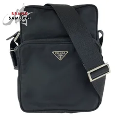 美品 PRADA プラダ テスート 三角ロゴプレート ブラック 黒 シルバー金具 ナイロン ショルダーバッグ ポシェット レディース 602229【中古】