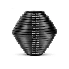 新品 NinoLiteカメラレンズ用アダプタリング１８個セット、49-52-55-58-62-67-72-77-82-86mmステップアップリング９個 ＋ 86-82-77-72-67-62-58-55-52-49mmステップダウンリング９個プレミアム陽極酸化のサムネイル