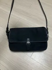 FACADE PATTERN ファサードパターン 麻 ロング バッグ スウェード ショルダーバッグ ブラック