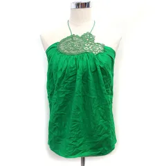 インドレス INDRESS タグ付き ホルターネック ノースリーブ ブラウス シルク レース 1 緑 グリーン /NT21