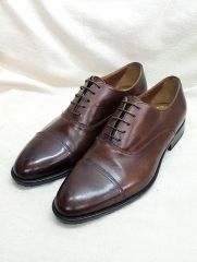 e0317 数回着用程度・良品 シューツリー付 三陽山長 プレーントゥ 7 茶