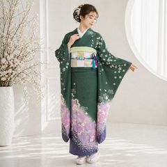 青緑色 桜柄 振袖のみ 成人式 - メルカリ