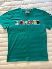 モンクレール 文字ロゴ ワッペン グリーン Tシャツ XS 国内正規品 5S99 