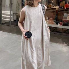 美品machatt リネンくるみボタンノースリーブ ワンピース - メルカリ